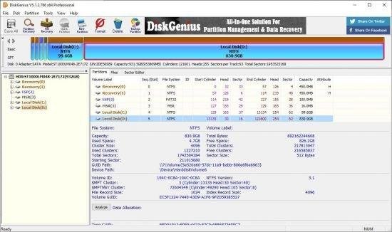 disk genius merge partition after clone