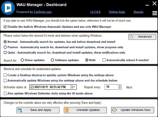 WAU Manager (Windows Automatic Updates) 3.4.0 free